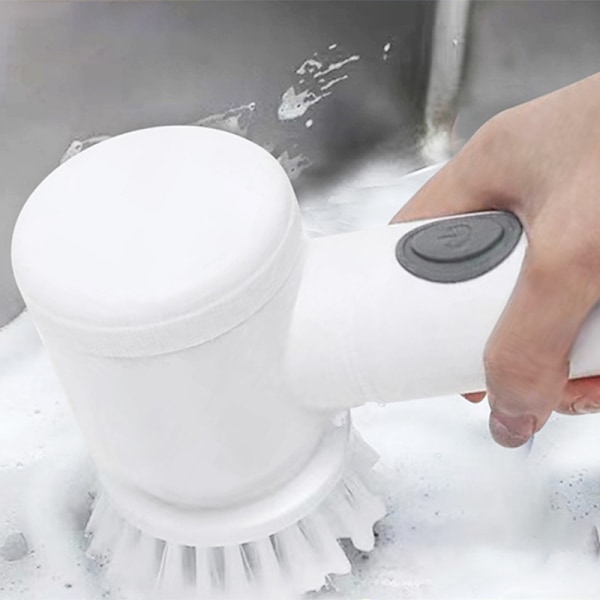 Elektrisk Spin Scrubber Multifunktionel håndholdt trådløs skrubbebørste med 3 rengøringshoveder til USB-opladning i hjemmet