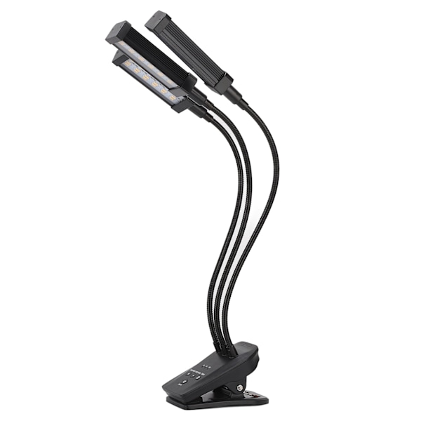 LED Vækstlys 3 Hoved 360° Justerbar Timeret Plantevækstlampe til Drivhuse Kontor 100‑240V Sort EU-stik