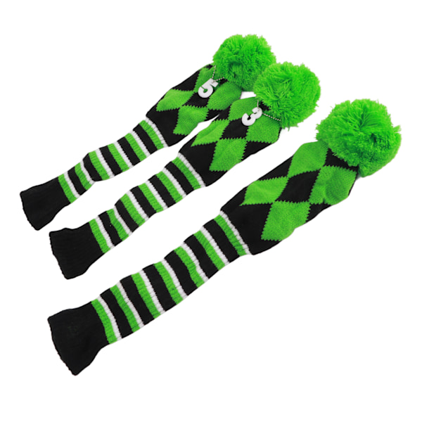 3st Polyester Ull Stickning Golf Putter Head Cover Trä Club Headcovers Tillbehör Grön