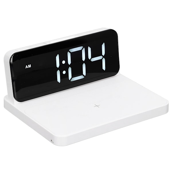 Väckarklocka Trådlös laddare Vit USB-utgångsgränssnitt Snabbladdning LED-display Justerbar volym Elektronisk utrustning
