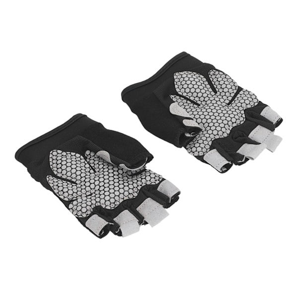 Ett par halvfingersport hansker Justerbar ventilasjon Avtakbar trekkring Antislipp sportshansker for menn kvinner M