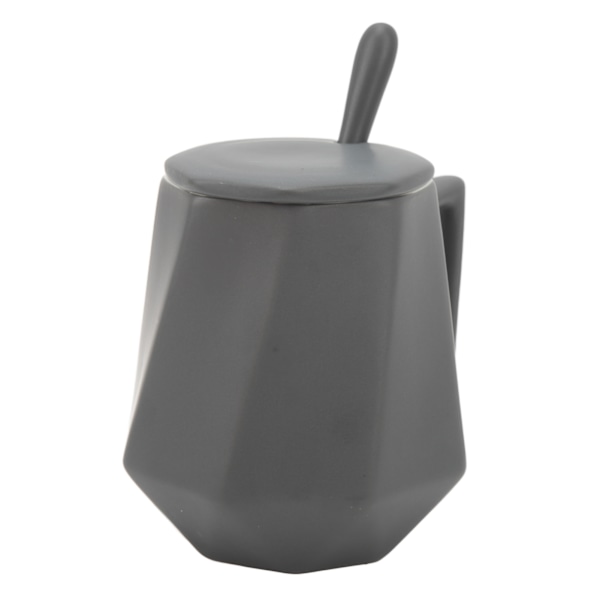 Keramiske Kaffe Krus Innovative Enkle Polyhedron Geometri Keramiske Tekrus med Låg til Hjem Kontor 450ml Grå