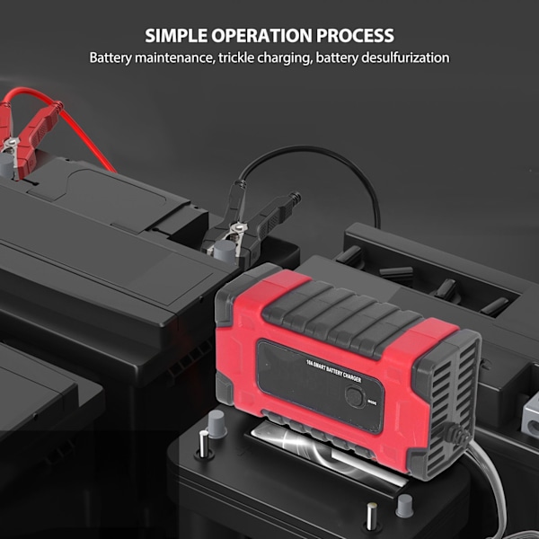 Bilbatterilader 12V 24V til Calcium Gel AGM Wet Acid Stor skærm Intelligent Reparation Bærbar AC100~240V EU-stik