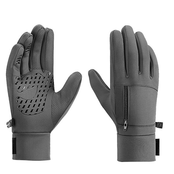 Varm Fleece Vanntett Split Finger Touchscreen Vinterhansker for Løping og Hiking Grå