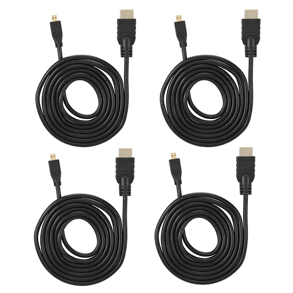 4 stk. Micro HDMI til HDMI Kabel 1,5 Meter HD Videoledning Passer til Raspberry Pi 4B