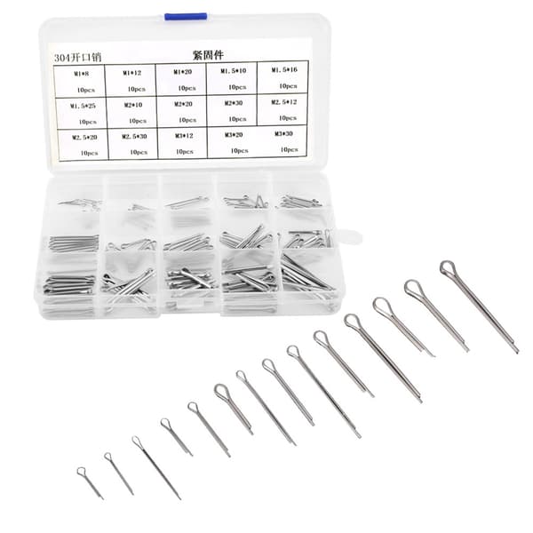【NX】150 stk. 15 slags 304 rustfrit stål splitstifter Kit M1 M3