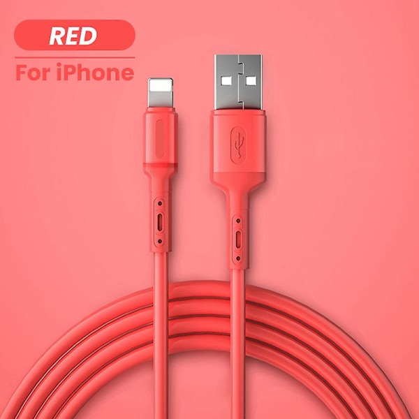 Usb-kabel til Iphone 14 13 12 11 Pro Max Xr Xs 8 7 6s 5s Hurtigladingslader Usb-ledningsledning flytende silikonkabel 1/1,5/2m RED FOR iPhone 2m