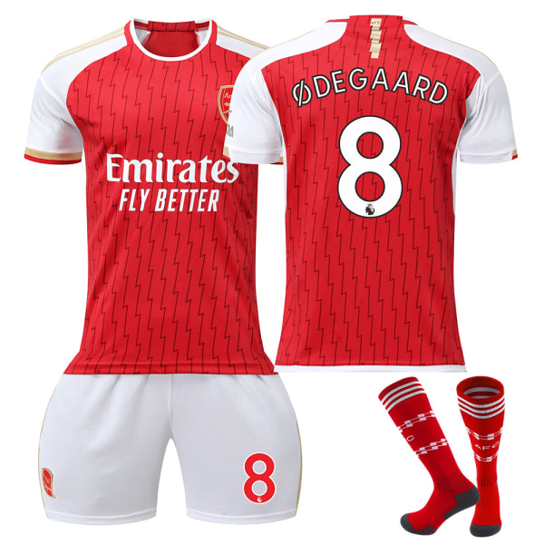 23-24 Arsenal hjemmefodboldtrøjesæt 7 Saka 8 Odegaard 9 Jesus 11 Martinelli-trøje 22 NO.8