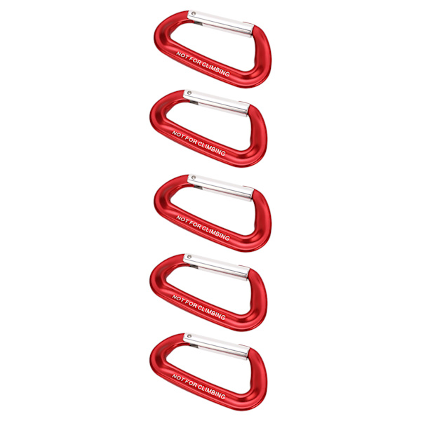 5 st Aluminiumlegering Klätterkarbiner 12KN (2697 lbs) Tungt D-Ring Karbinerklämmor för Camping Vandring Utomhus Röd
