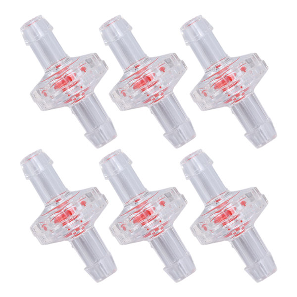 10 stk. backventil 1-veis PP plastslange Vannstopp membran hulling for luftinntaksmating 5 mm transparent
