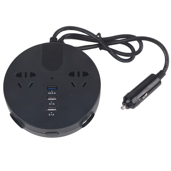 150W Strømkilde Inverter 12‑24V til 220V Biladapter LED Digital Display Køretøjsinverter Sort