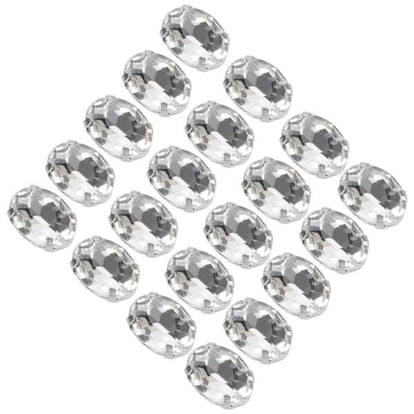 20 stk Klø Rhinestones Glimrende DIY Håndsy Sko Dekorasjon Klær Tilbehør (14 x 10 mm oval form)