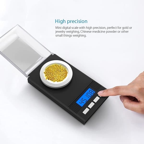 Milligramvikt 50G/0.001G, Precisionsmilligramvikt, MG, Fickformat, Laboratorium med LCD-display, Brev