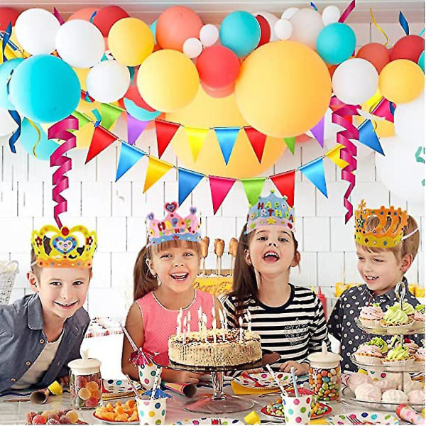 4 kpl Syntymäpäiväkuninkaan kruununlapsi teeskentelee leikkiä syntymäpäiväjuhlahattua