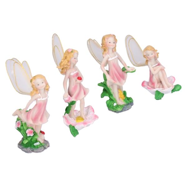 4 stk Fe-pynt Harpiks Fe-statue Miniatyrfigurer for Hage Veranda
