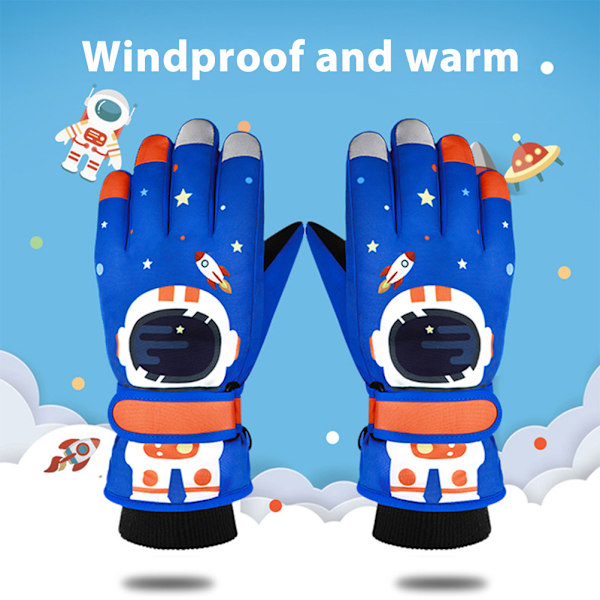 Snöhandskar för barn Vinterfodrade snövantar i fleece Vindtäta pekskärmsskidhandskar för flickor Pojkar snöhandskar för barn