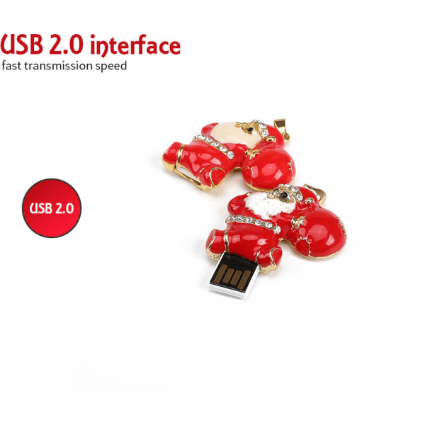 Cle USB Creative Christmas Cle USB Crystal Santa Cle USB USB2.0 Mini transmission komprimerer en haute vitesse, 32 Go