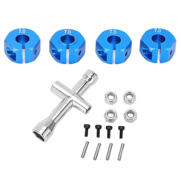 12 mm 7 mm aluminium metall hjulnav Drive Adapter för 1/10 fjärrkontroll Combiner Coupler Blå