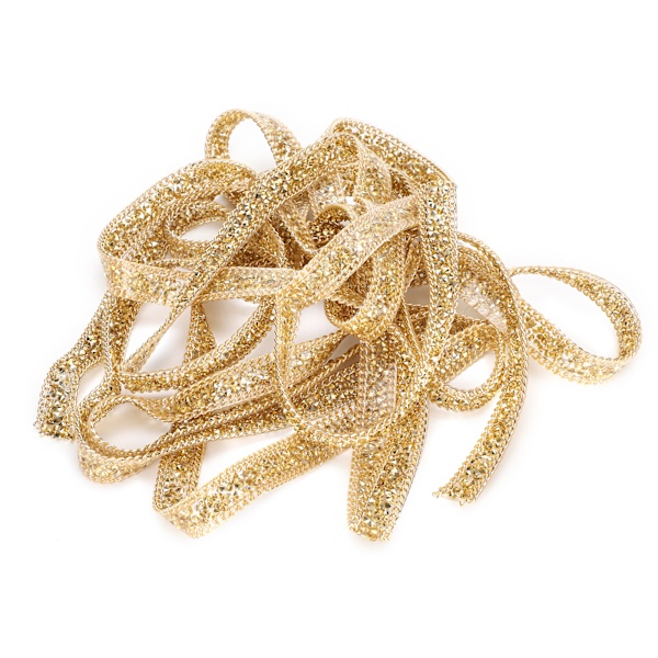 5 Yards Rhinestone Bånd Krystal Mesh Rulle Wrap Plast Håndværk Dekorationer 1,5 cm Gyldne