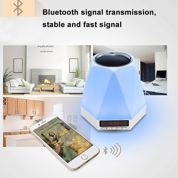 Kevyt Bluetooth kaiutin, pöytälamppu herätyskello, yövalo Bluetooth