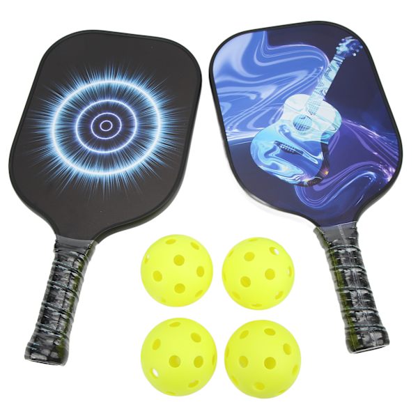 Pickleball Racket Set för inomhus och utomhus - Pickleball Paddle i glasfiber med PP-kärna och 4 bollar för träning