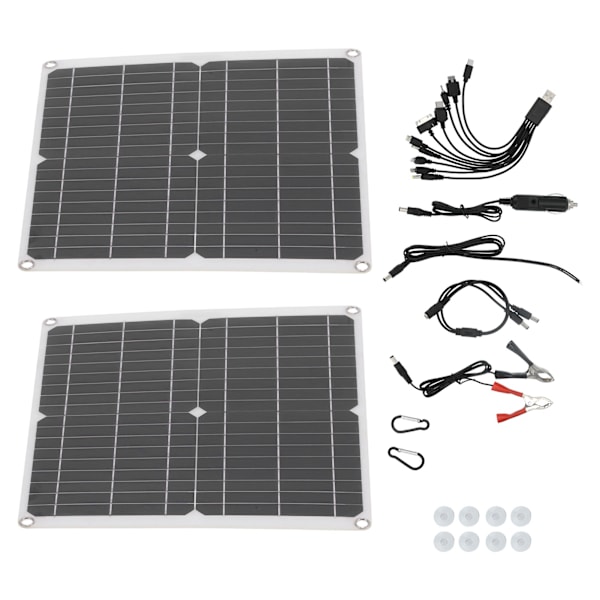 25Wx2 solpanelsett 20V solcellepanel Nødlader for utendørsreiser og camping