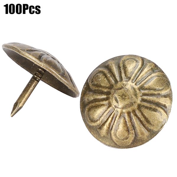 100 kpl 16 x 13 mm kupla-naula krysanteemi-kuvio vintage-tyylinen verhoilu sohvan kiinnitys koriste