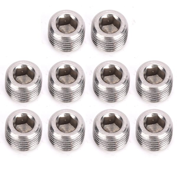 10 stk. 304 rustfrit stål rørfittingsprop Hoved Han Gevind BSPP Hex Prophoved 1/2in