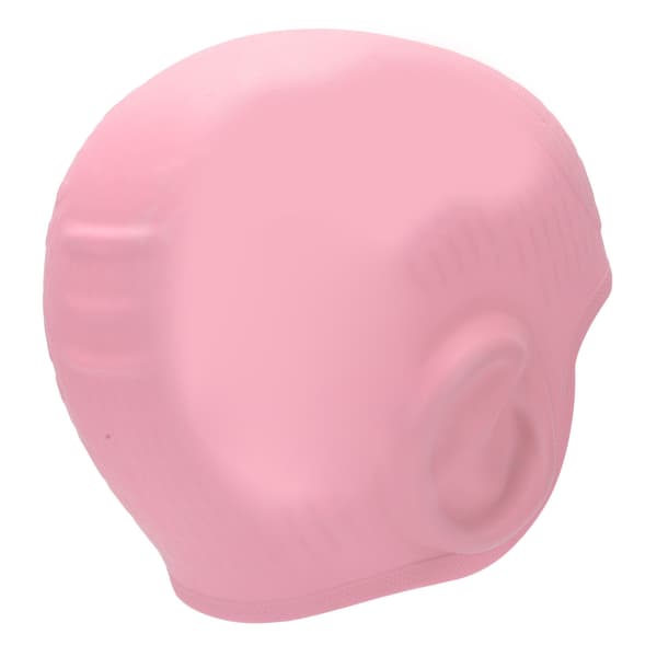 【NX】Høj elasticitet Børne silikone badehætte 3D ørebeskyttelse badehætte til kort langt hår Pink