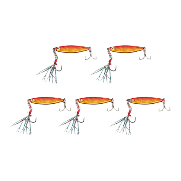 5 kpl 10g Metal Vib Kovia Uistin Koukut Jigging Kalastus Syötit Teko-Uistin Kovia Syöttejä Sekvensoitu Laser Höyhen Koukku Oranssi Punainen