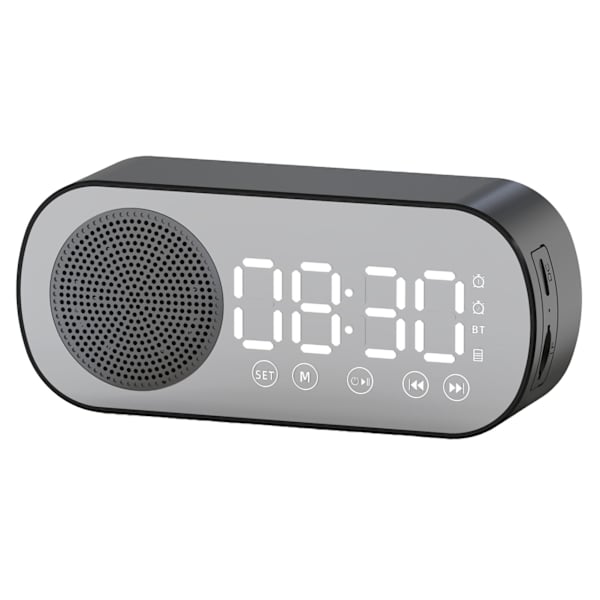 Bluetooth-högtalarklocka Multifunktionell Smart Digital Mirror Väckarklocka för Home School Office Engelsk Version Z7 Svart