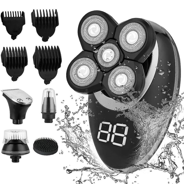 Roterende barberhøvel for menn Elektrisk barbermaskin Wet & Dry Razor Ipx7 Waterproof Black