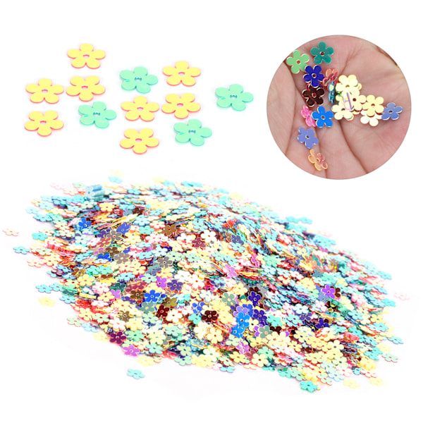Konfetti blomformede glitter paljetter Farge Fest Bryllup Strø Del Dekorasjon Tilbehør (0,7 cm Fem kronblad med blomster)