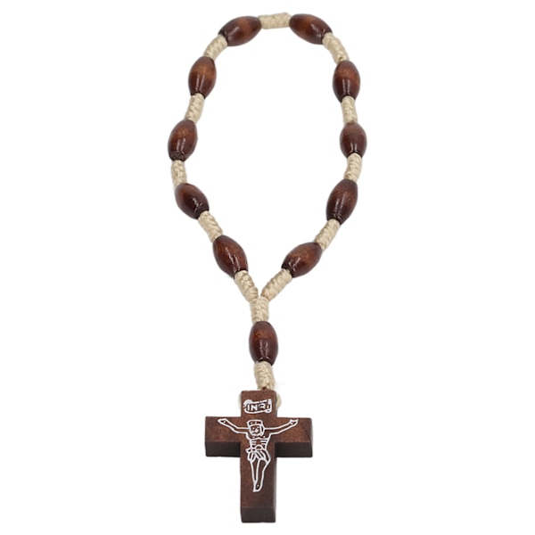 Trä Rosenkrans Liten Portabel Stark Trä Krucifix Stil Handgjord Katolsk Rosenkrans för Dop Katedral