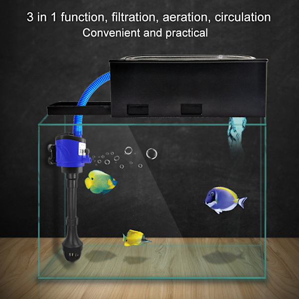 ZY VS 3 i 1 Akvarium Mute Filter Dränkbar Pump Fish Tank Syreluftning CN Plug 220-240v