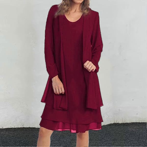 Chiffonkjolekåbe Passer til fest - Plus Size Afslappet Pasform Outfit Sæt XL Black