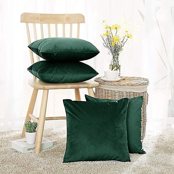 Luksuriøs Lys Grå Fløyels Putetrekk 55 x 55cm for Stue Sofa