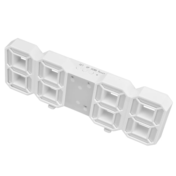 Digital Väggklocka Modern Design Temperatur Display Larm Funktion Ljudkontroll Auto Sleep LED Väggklocka Vit Skal Blå Ord