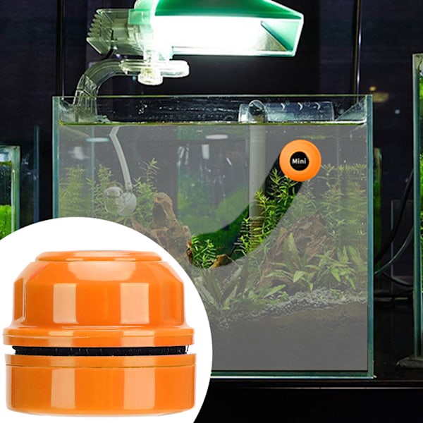 Mini akvarium, stark magnetisk rengöringsborste, akvarium, glas, alger, avlägsnande, rengöringsmedel, skrubberorange