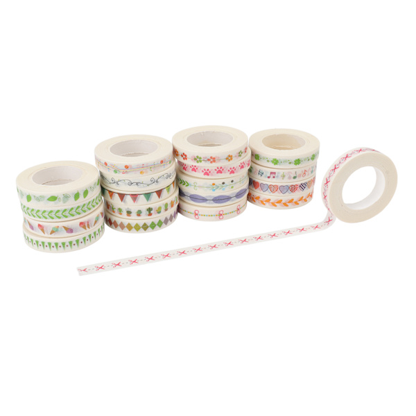 19 stk. Washi Masking Tape Japansk Stil Let at Klæbe Levende Farver Assorteret Stil Farvet Tape til Pakning Scrapbog DIY