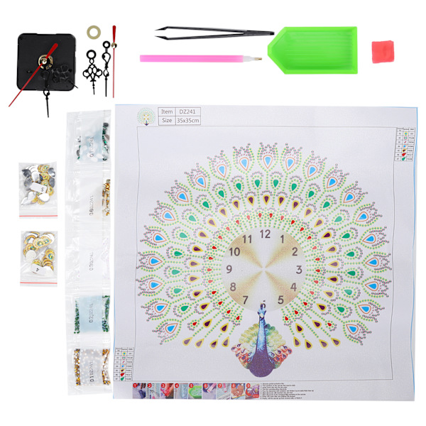 Väggklocka DIY Diamantmålning Kit Hem Vägg Hantverk Diamantmålning Dekorationsset DZ241