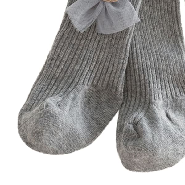 Leggings Strømpebukser Kammet Bomuld Dejlige Børn Strik Strømper til Forår Grå L (2-4 år) Egnet Højde 34,3-37,8 tommer