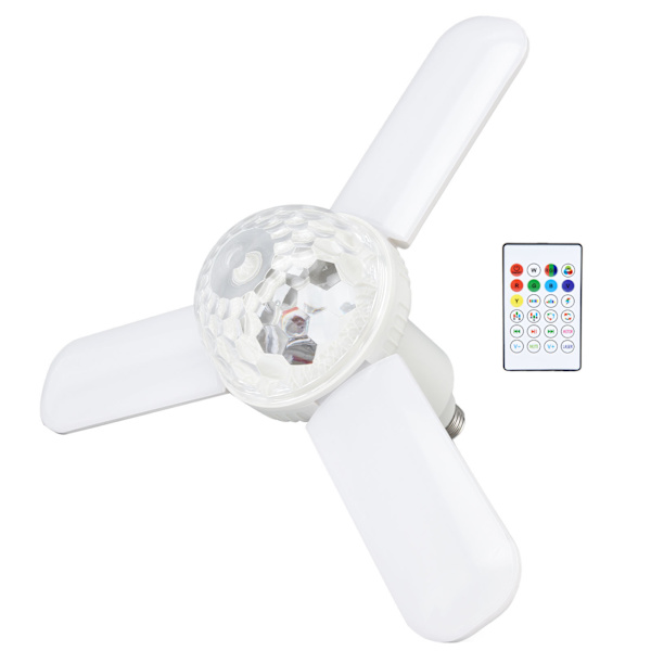 Musikk Taklampe Bluetooth sammenleggbar fjernkontroll Fargerik LED Vifteblad Taklampe for barneromsfest 48W 85‑265V