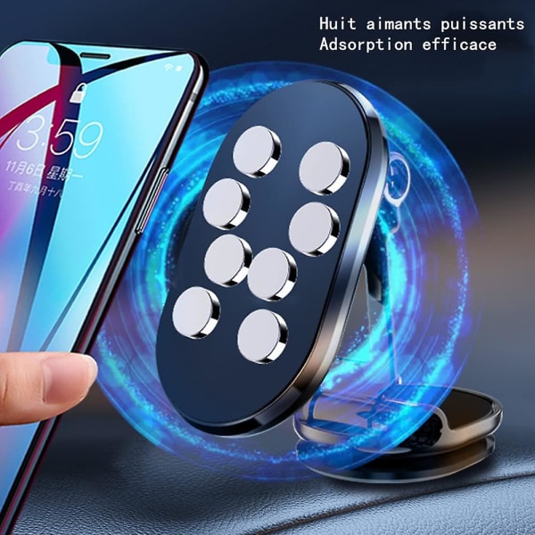 Legering sammenleggbar magnetisk biltelefonholder, ny telefonholder for bil, 360 roterbar magnetisk mobiltelefonfeste