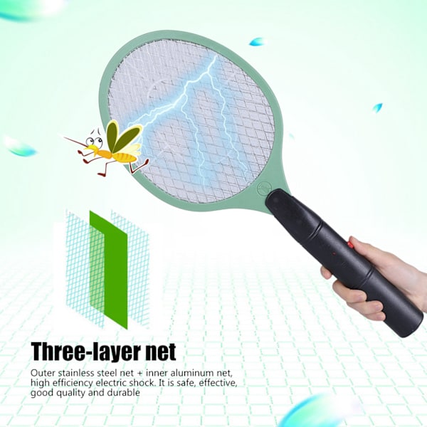 Sladdlös batteriström Elektrisk flugmyggsmällare Bug Zapper Racket Insekter Killer Green