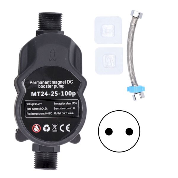 Boosterpumpe Automatisk vanntrykkdusj Boosting Resirkulerende veggfeste 24VDC 100‑240V EU-kontakt