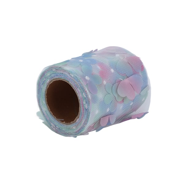Tyllrulle Färgglad gradient Blomma rosett Knut Mesh Tygrulle DIY Material WebbingBlå