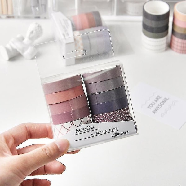 10 rullar Morandi Color Washi Tape Enfärgad maskeringstejp Journal Decor Sticker
