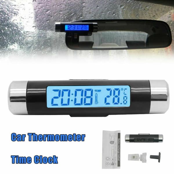 Bilurtermometer tøndeformet LCD-skærm Luftventil Clip On LED Digital urtermometer Kompatibel med bil