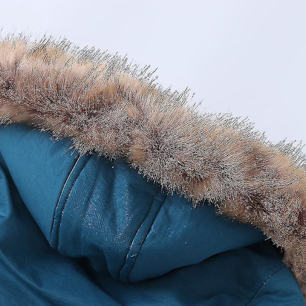 Trendikäs Sininen Hupparisella Varustettu Puuvillavuorattu Takki Lapsille 130cm